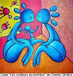 variation acrylique sur bois d'après Stratos (Les couleurs du bonheur)