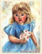 Carte à imprimer Bonne fête - Fillette au pastel