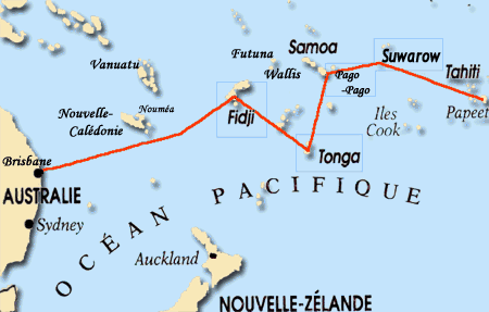 Carte Pacifique Cook - Samoa - Tonga